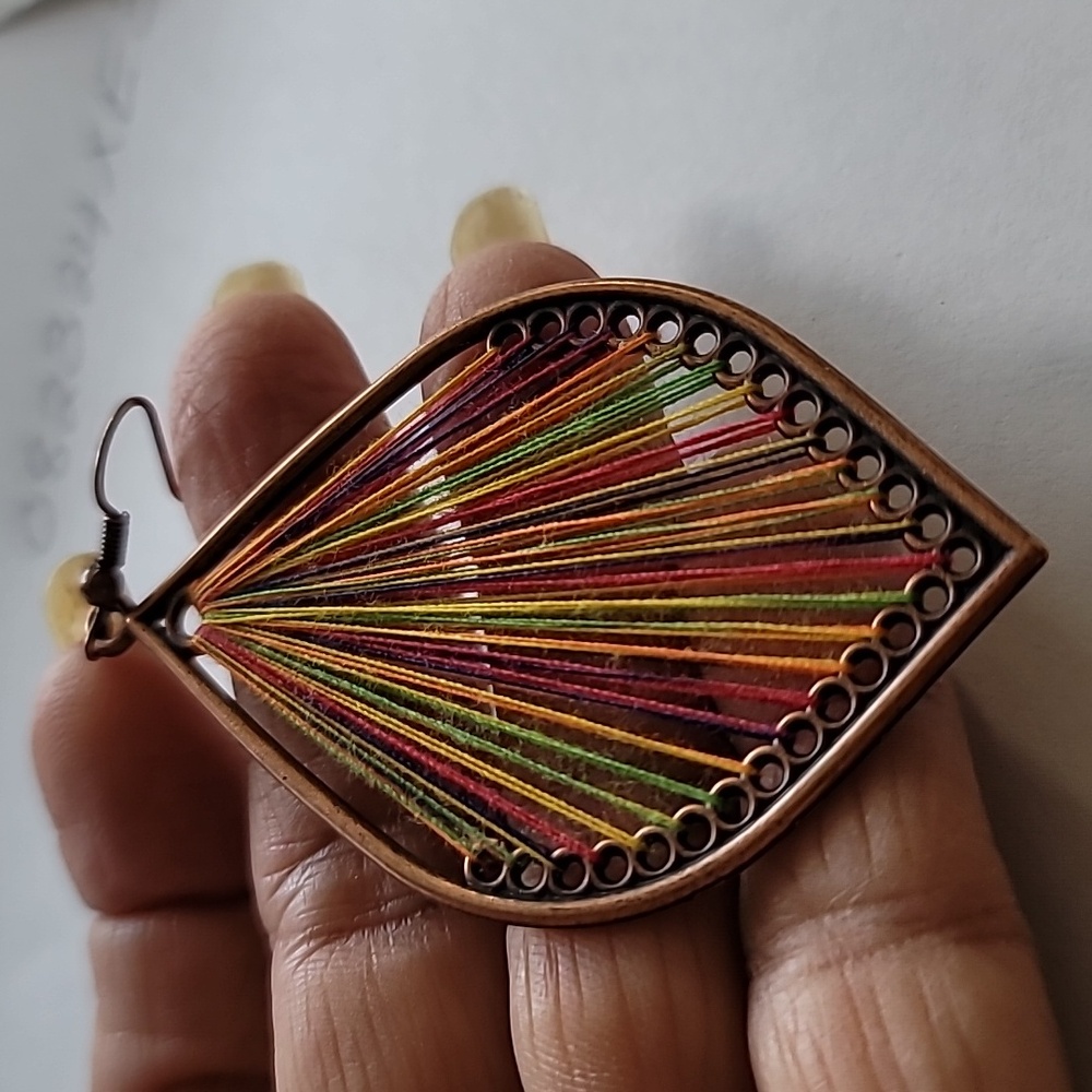 Multi Color Thread Earrings - Picture 3 of 6